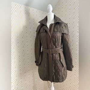 Burberry Hooded Trench Coat- hunter green